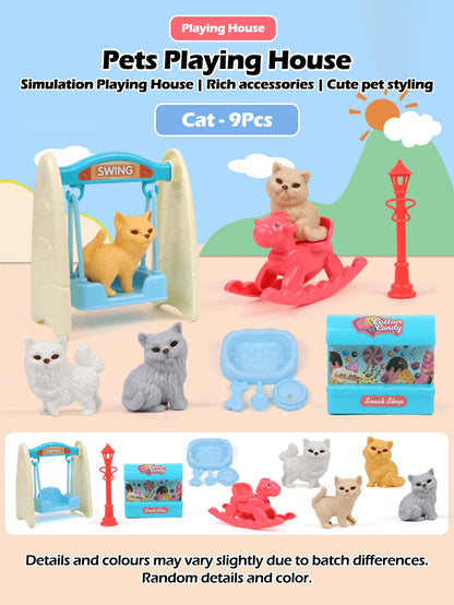 Cute Dog Pet Basket Family Toys Dog Doll Set Dog Cage Toys Scene Playing Toys Christmas Decoration and Thanksgiving Gifts