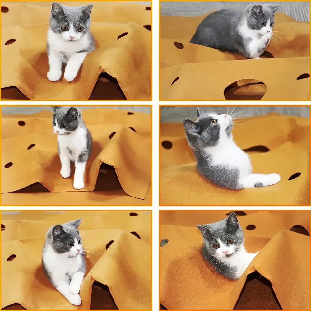 Cat Playing Game Mat Pet Toys Training Activity Collapsible Rug Scratch Resistant Toys Bite Climbing Frame Cat Litter Mat Pad