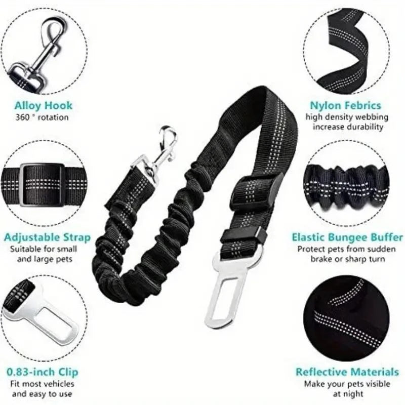 Top-grade Pet Car Safety Belt Dogs Cats Safety Belt Reflective Line Adjustable Seat Belt Length Suitable Any Dog Traction Collar