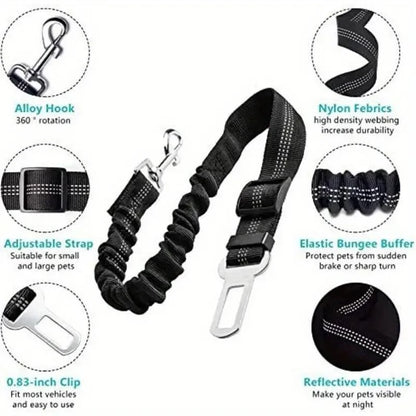 Top-grade Pet Car Safety Belt Dogs Cats Safety Belt Reflective Line Adjustable Seat Belt Length Suitable Any Dog Traction Collar
