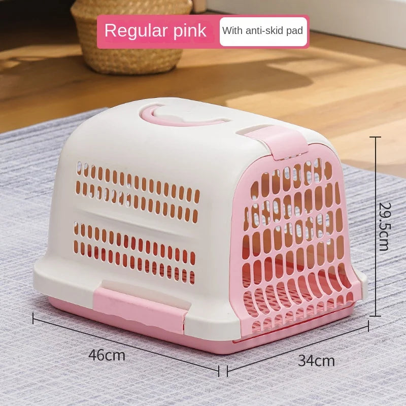 Portable Plastic Pet Carrier Durable Aviation Outdoor Pet Transport Box Essential for Cat & Dog Car & Car Transportation