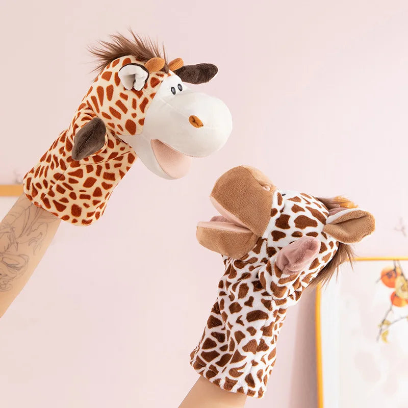 Hand Finger Puppets Cartoon Plush Toy Party Supply Family Gathering Favorite Toy Lion Sheep Duck Giraffe Children Gifts
