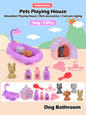 Cute Dog Pet Basket Family Toys Dog Doll Set Dog Cage Toys Scene Playing Toys Christmas Decoration and Thanksgiving Gifts