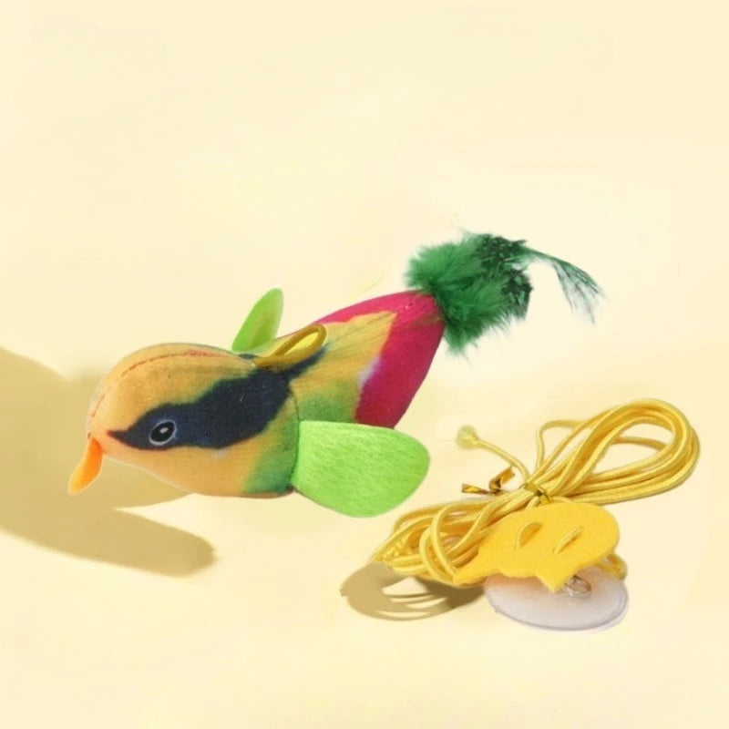 Indoor Interactive Birds Toy for Cat Chasing Teasing Toy Sounding Catnip Cat Teaser Toy Self-hilarity Wall Hanging Birds Cat Toy